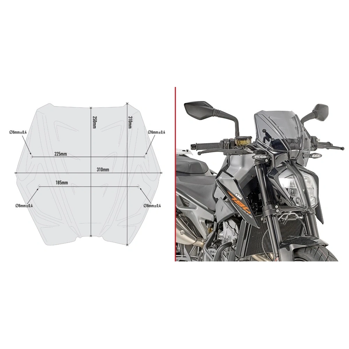 A7708 dymové plexi GIVI KTM Duke 790 (18-20)