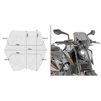 A7708 dymové plexi GIVI KTM Duke 790 (18-20)