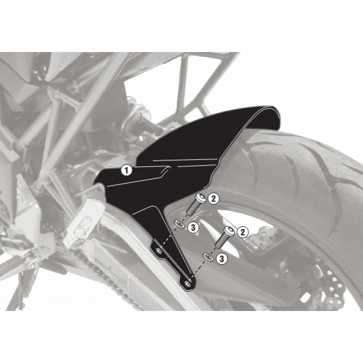KMG4103 malý plastový zadný blatník KAWASAKI Versys 650 (06-21)